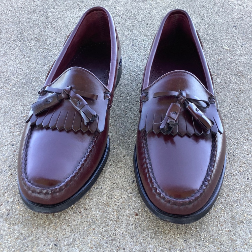 Sebago Docksides Mens 10.5 D Burgundy Leather Kiltie Tassel Loafers Made in USA
